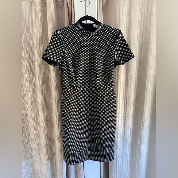 J. Crew Factory Dresses & Skirts - J. Crew Factory Sheath Dress Women's 0 Black Polka Dot Short Sleeve Jacquard